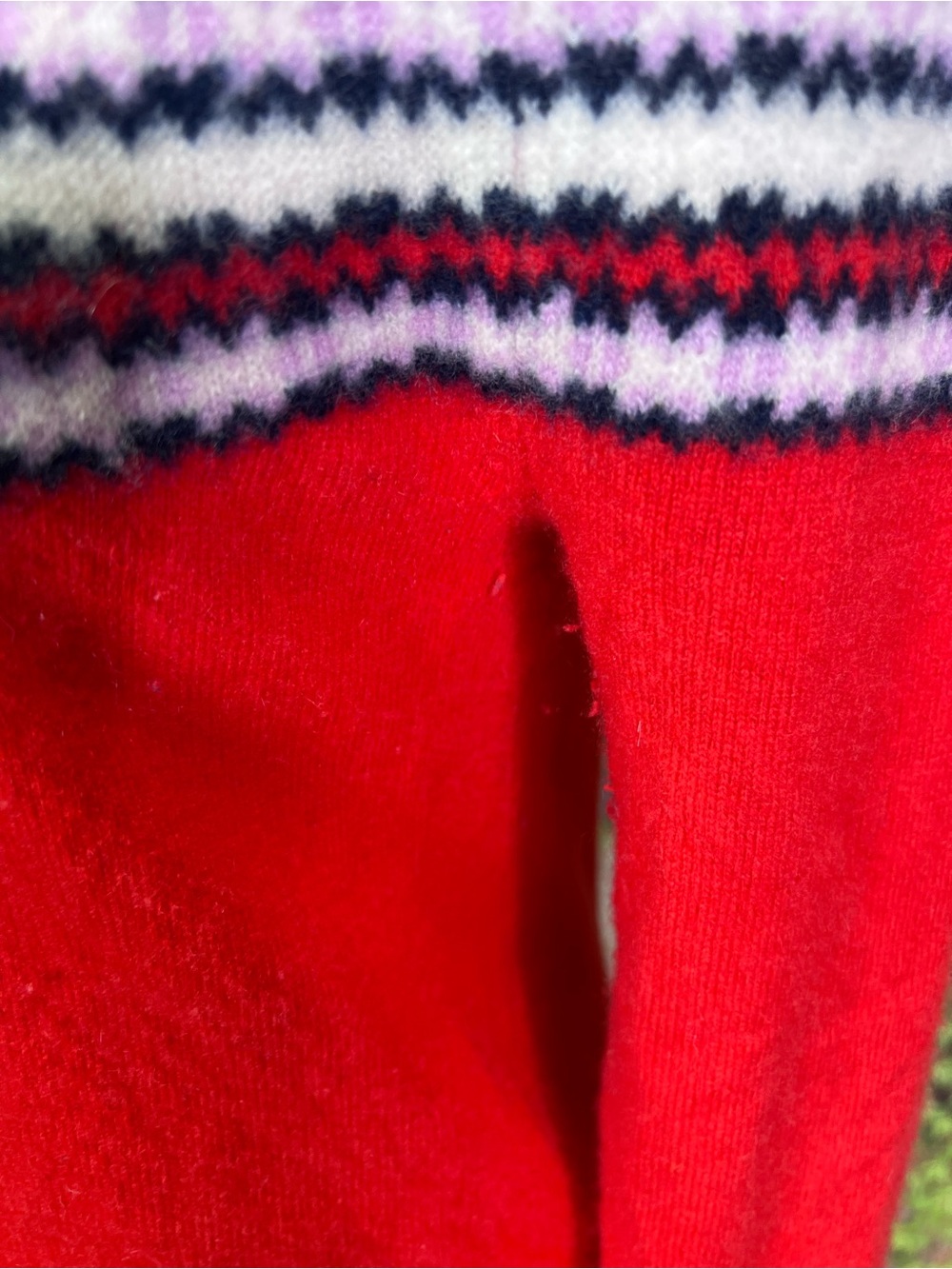 J. CREW Red Classic Prep Fair Isle Nordic Pure Cashmere Pullover Sweater, S - Picture 4 of 10